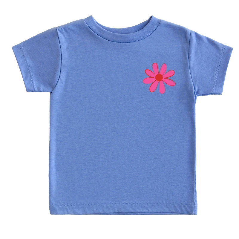 The Juniper Shop - Happy Vibes Flower Toddler Short Sleeve Graphic T-Shirt