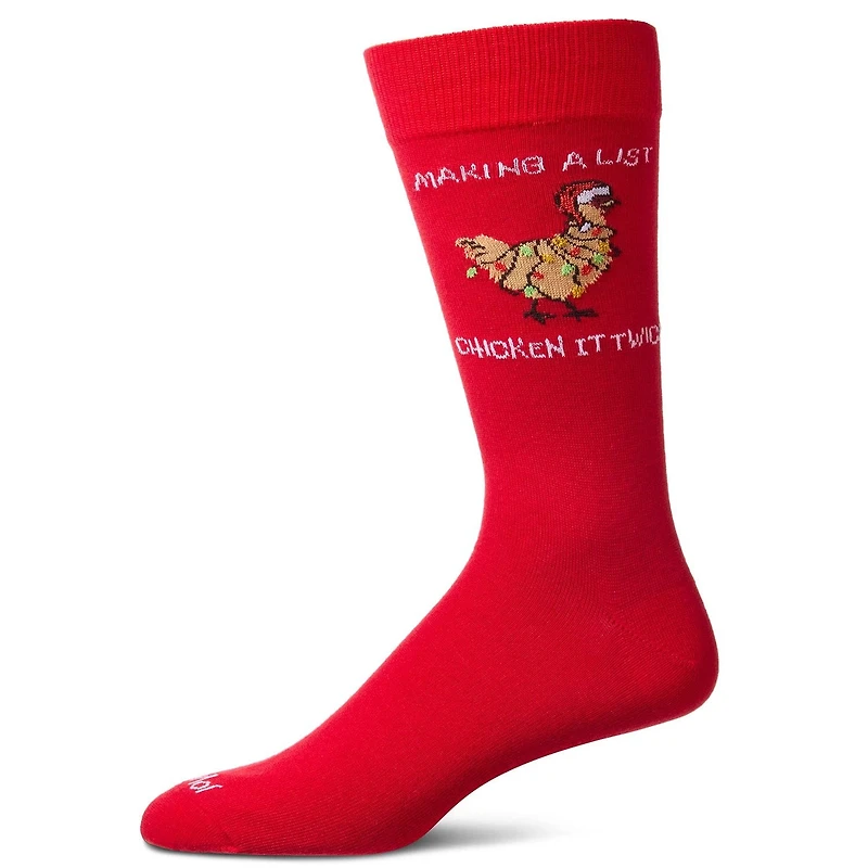 MeMoi Men's "Chicken It Twice" Christmas Holiday Novelty Crew Socks