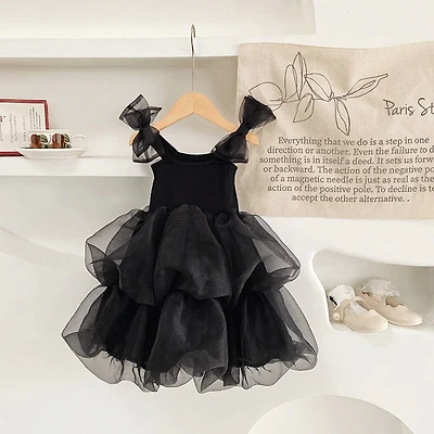 MyKids-USA Baby Girl Black Herbon-Style Princess Tutu Dress, Cotton Blend, Short Length