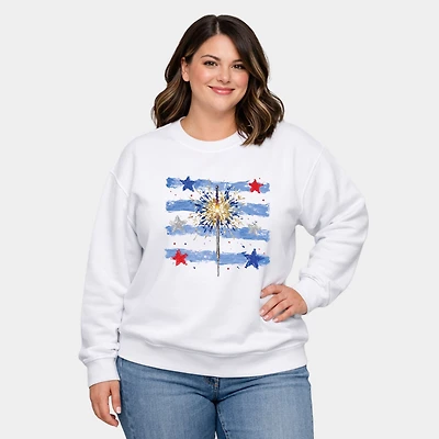 Simply Sage Market - Women's Plus Sized Graphic Sweatshirt Sparkler Stripes