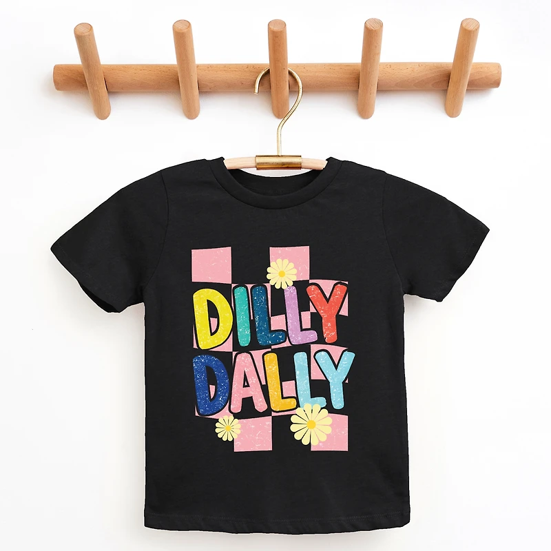 The Juniper Shop - Dilly Dally Checkered Youth Short Sleeve Graphic T-Shirt