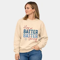 Simply Sage Market - Hey Batter Swing Distressed  Women's Graphic Sweatshirt