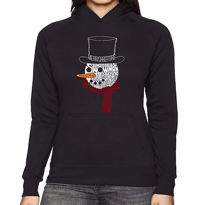 LA Pop Art Snowman Face - Women's Word Hooded Sweatshirt