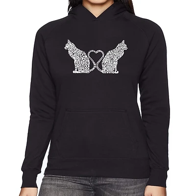 LA Pop Art Cat Tail Hearts - Women's Word Hooded Sweatshirt