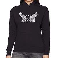 LA Pop Art Cat Tail Hearts - Women's Word Hooded Sweatshirt