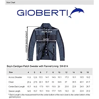 Gioberti Boy's Full Zip Cardigan Patch Design Sweater with Brushed Flannel Lining