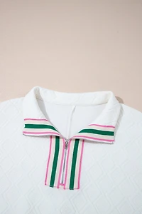 Threaded Pear Women's Kami Striped Collar Textured Blouse