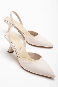 Forever & Always Womens Rae Slingback Kitten Heel Pumps
