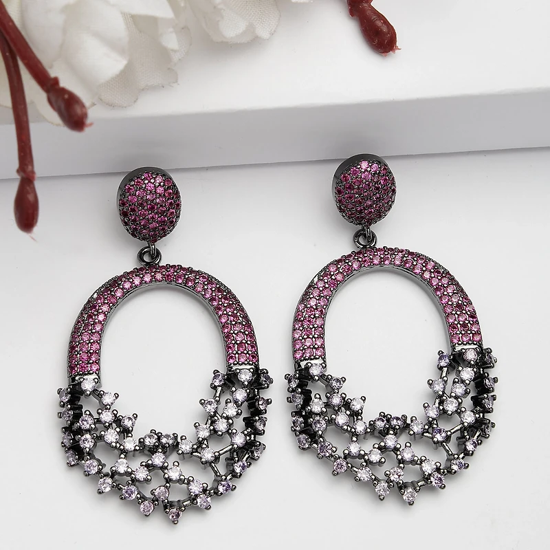 AGP PARIS Womens Diva Sparkling Red Hollow-Out Zirconia Drop Earrings