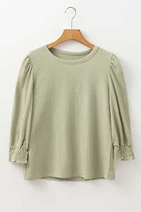 Threaded Pear Women's Adelynn Textured Half Sleeve Blouse