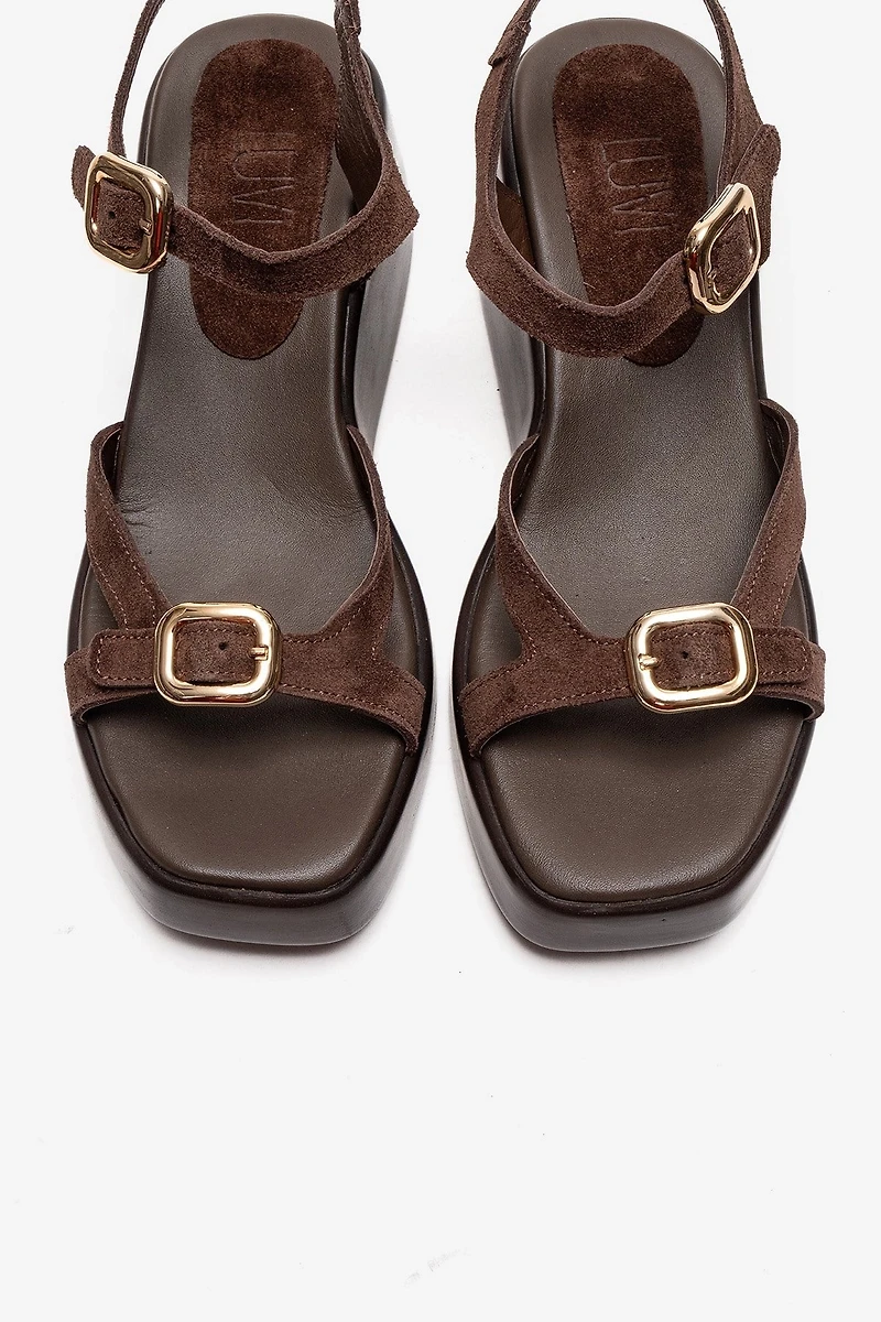 Forever & Always Womens Kalia Leather Wedge Sandals