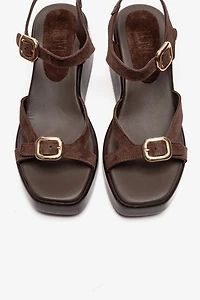 Forever & Always Womens Kalia Leather Wedge Sandals