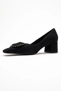 Prologue Shoes Womens Velora Buckle Square Toe Block Heel Pump