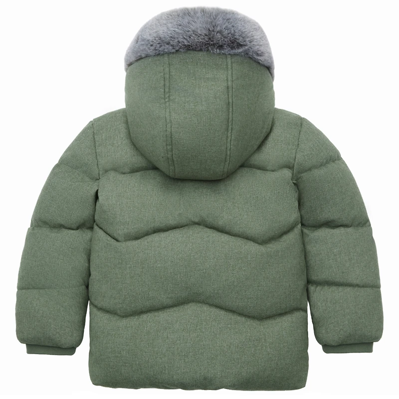 Rokka&Rolla Baby Boys Mini Fur Trim Hooded Puffer Jacket