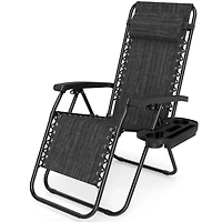 SUGIFT Portable Zero Gravity Folding Recliner Chair with Side Tray 250-lb Capacity Gray