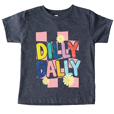 The Juniper Shop - Dilly Dally Checkered Toddler Short Sleeve Graphic T-Shirt