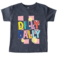 The Juniper Shop - Dilly Dally Checkered Toddler Short Sleeve Graphic T-Shirt
