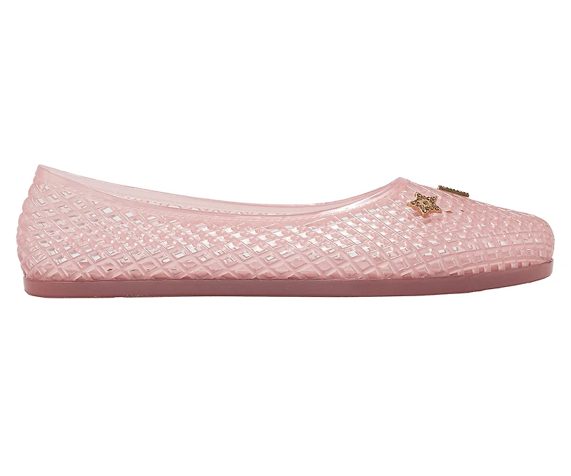 bebe Womens Jelly Flats with Charms Slip On Lightweight Shoes