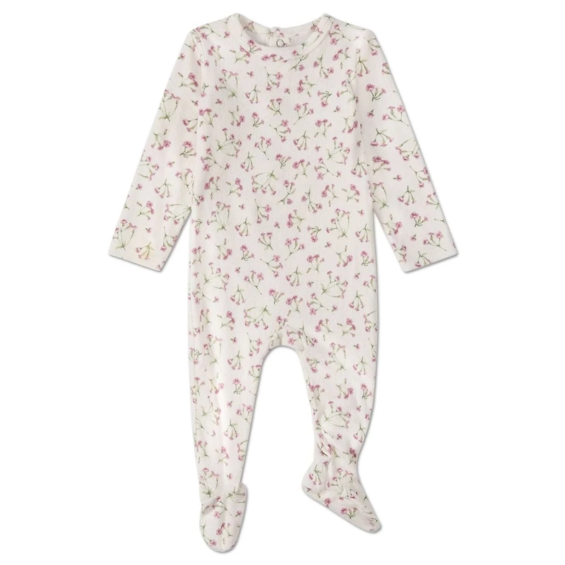 MeMoi Baby and Toddler Girls "Full Bloom" Floral Pointelle Footie