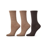 MeMoi Women's 6 Pair Pack Basic Solid Soft Flat Knit Crew Socks