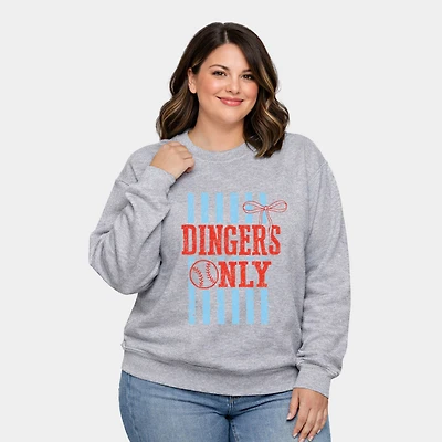 Simply Sage Market - Dingers Only Stripes Women's Plus Sized Graphic Sweatshirt