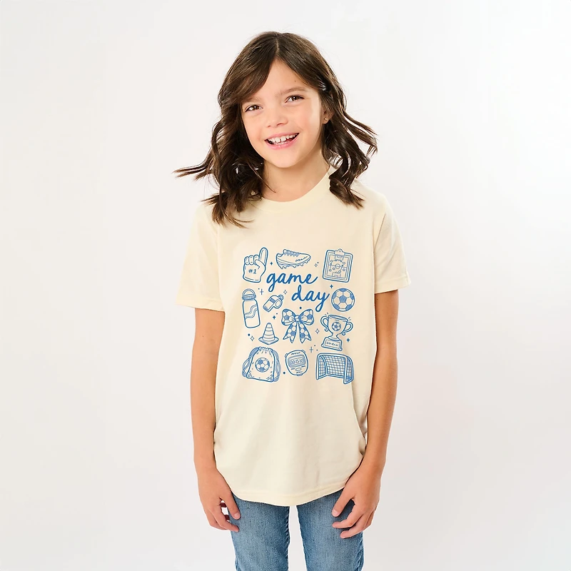 The Juniper Shop - Game Day Soccer Sketched Collage Youth Short Sleeve Graphic T-Shirt