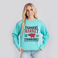 Simply Sage Market - Farmers Strawberries Women's Lightweight Garment Dyed Sweatshirt