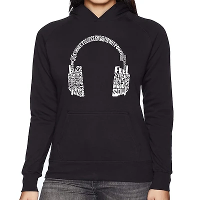 LA Pop Art Mood Headphones  - Women's Word Hooded Sweatshirt