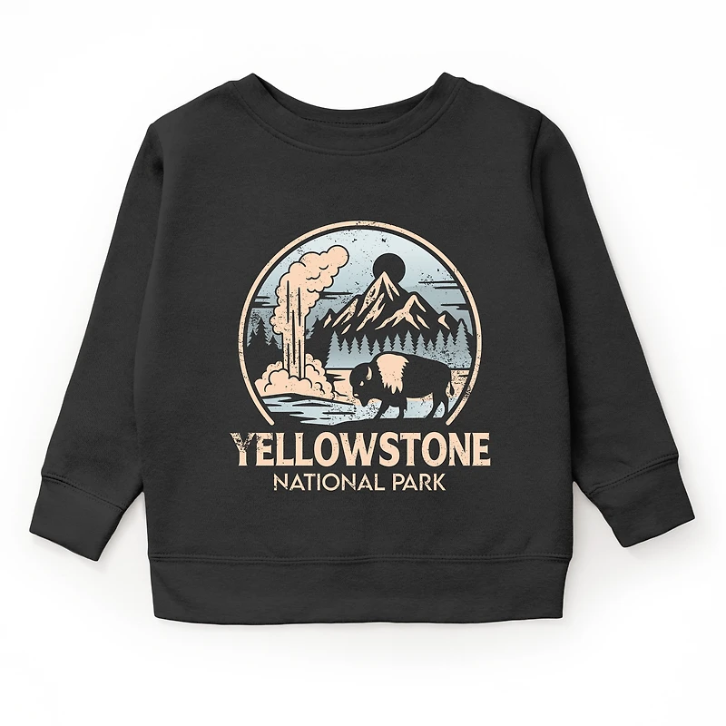 The Juniper Shop Youth Fleece Sweatshirt - Yellowstone National Park Two-Toned Circle Graphic