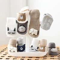 MyKids-USA Baby Cartoon 3D Doll Patched Pattern Non-Slip Floor Socks