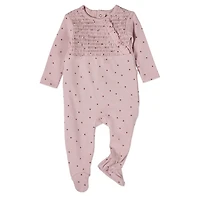 MeMoi Baby and Toddler Girls "Sweet Cherry" 100% Cotton Ruffled Smocked Footie