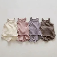MyKids-USA Baby Quality Waffle Knitted Fabric Sling Shirt Combo Shorts Sets