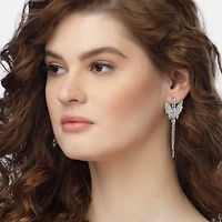 AGP PARIS Womens Sparkling Butterfly Drop Earrings