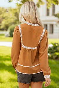 Threaded Pear Women's Iridora Long Puff Sleeve Blouse