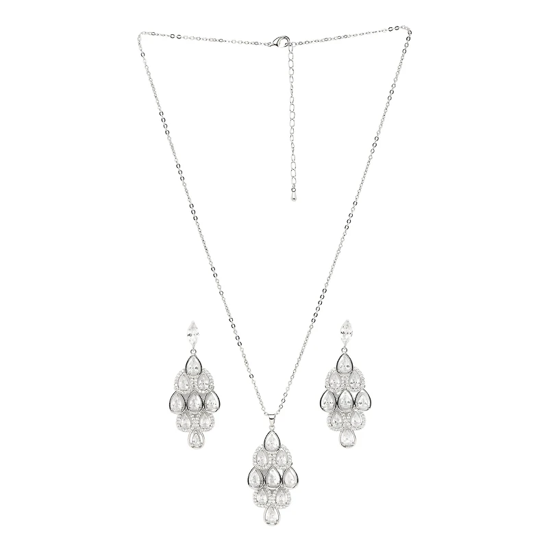 AGP PARIS Pearlescent Waterfall Womens Necklace and Earrings Set