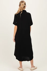 PinkBlush Womens Black Button Down Maternity Midi Shirt Dress