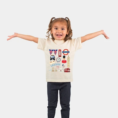 The Juniper Shop - Toddler Short Sleeve Graphic T-Shirt London Collage Watercolor