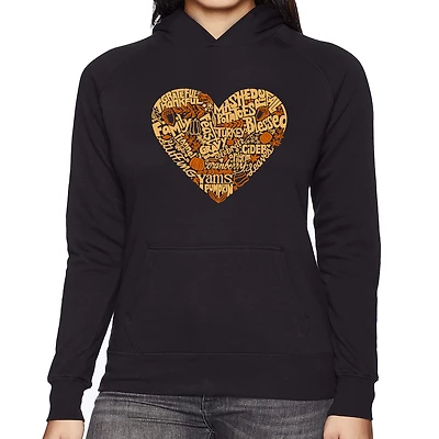 LA Pop Art Thanksgiving Heart - Women's Word Hooded Sweatshirt
