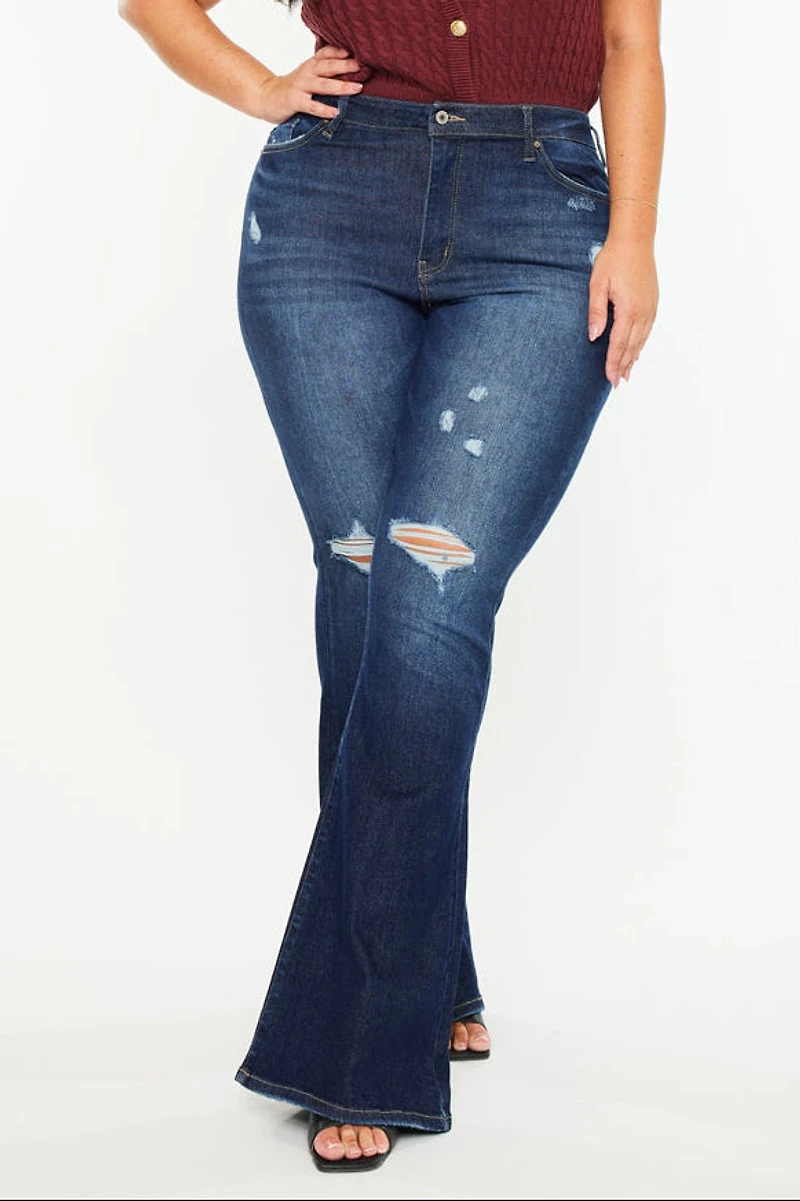 Kancan Women's Plus High Rise Flare Jeans Solange