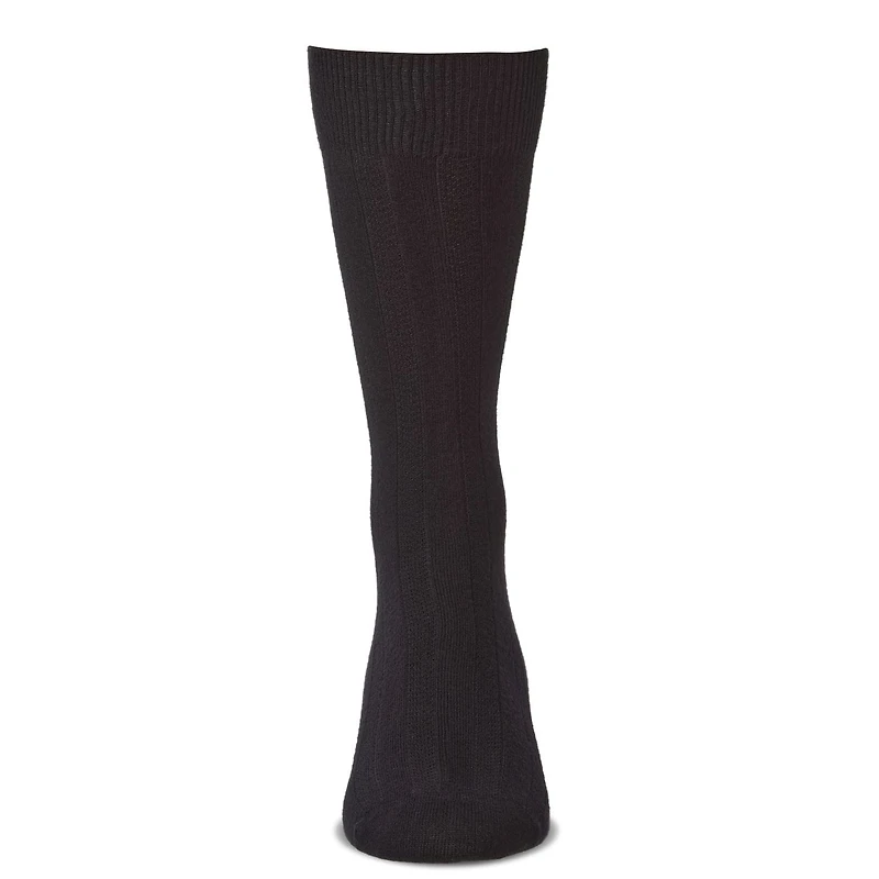 MeMoi Men's Bamboo Blend Solid Woven Ribbed Crew Socks