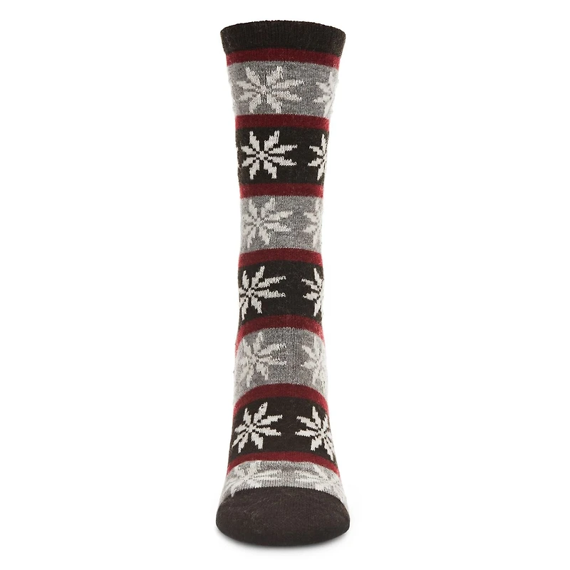 MeMoi Women's Soft Snowflake Fair Isle Cashmere Blend Crew Socks