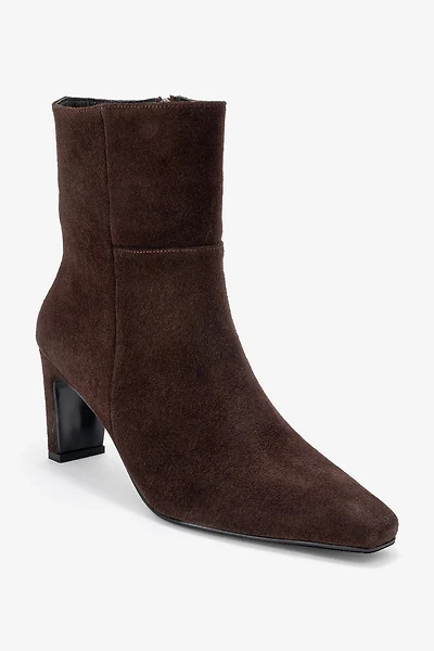Forever & Always Womens Kyoto Leather Block Heel Boots