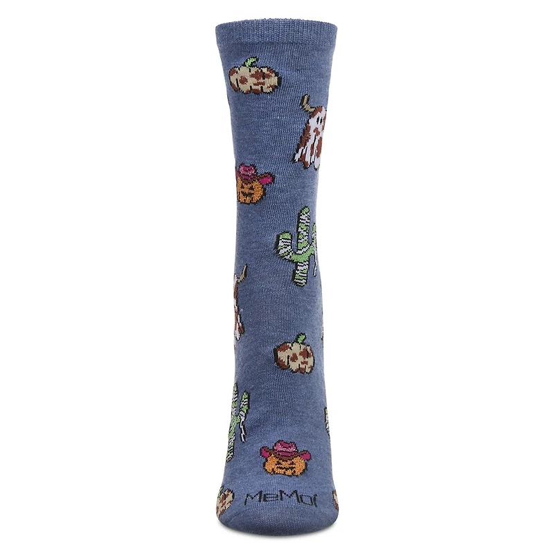 MeMoi Women's Spooky Western Holiday Crew Socks