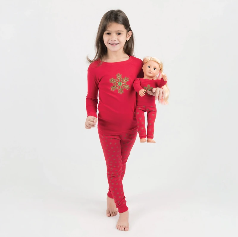 Leveret Girl & Doll Matching Cotton Christmas Holiday Pajama Set