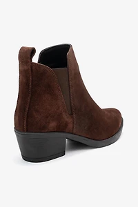 Forever & Always Womens Dovena Leather Block Heel Ankle Boots