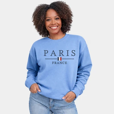 Simply Sage Market - Embroidered Paris France Flag Women's Graphic Sweatshirt