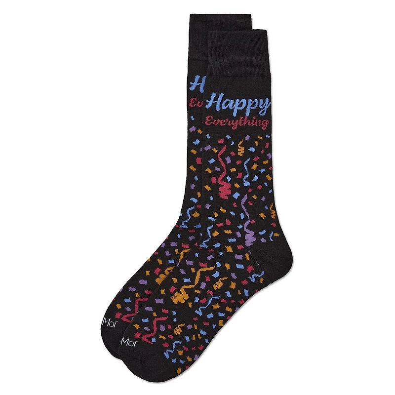 MeMoi Men's Happy Everything Rayon From Bamboo Crew Socks