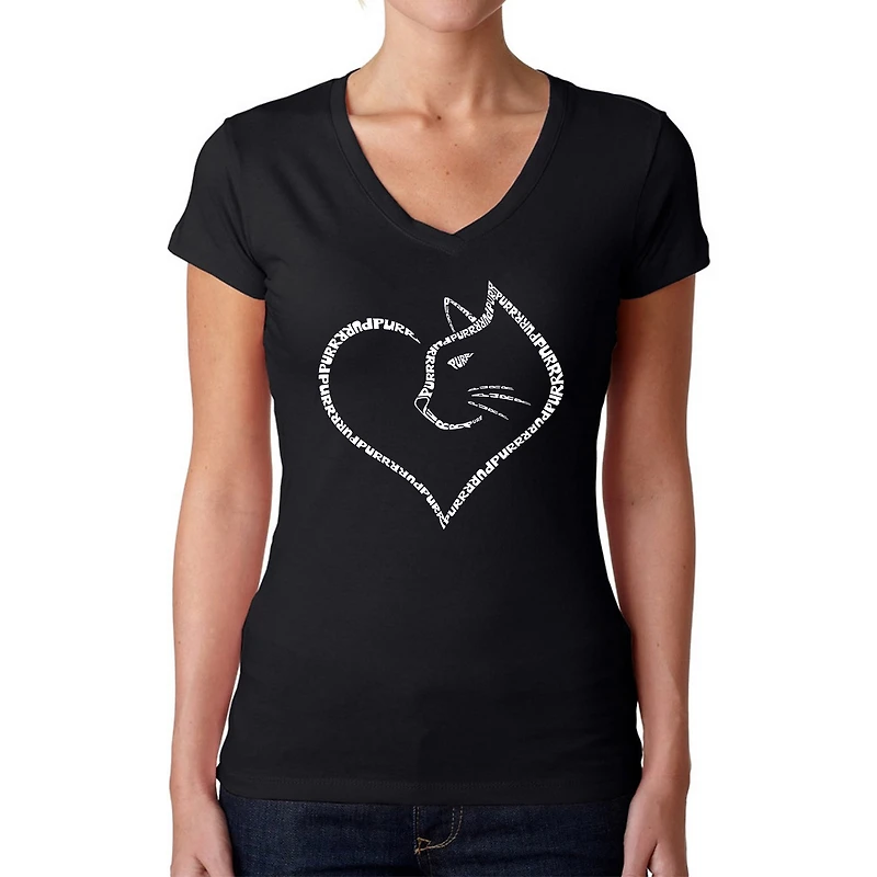 LA Pop Art Womens Word V-Neck T-Shirt