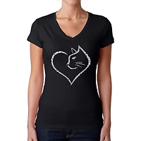 LA Pop Art Womens Word V-Neck T-Shirt