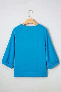 Threaded Pear Women's Clara V Neckline Crinkled Blouse